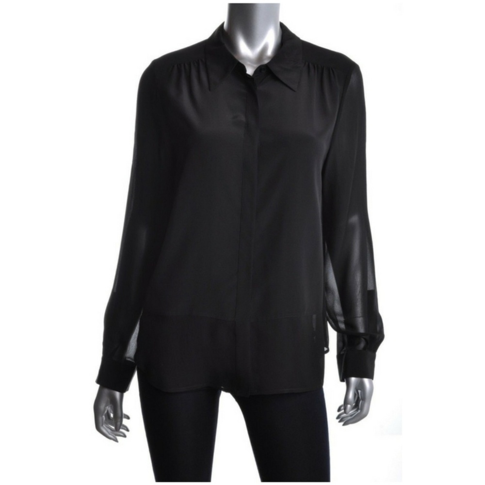 NEW Joie Shirt Button Down Silk Long Sheer Sleeve